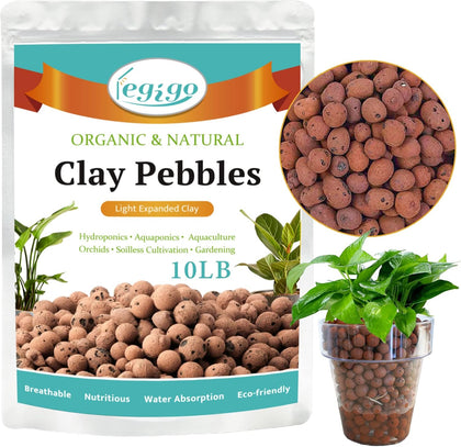 10LB Leca Clay Pebbles for Plants 4mm-16mm Clay Balls for Hydroponic | Drainage, Reusable, Aeration, Moisture