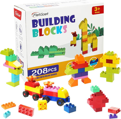 208 Piece Large Building Blocks Set - Classic Big Bricks Compatible with All Major Brands, STEM Educational Toys for