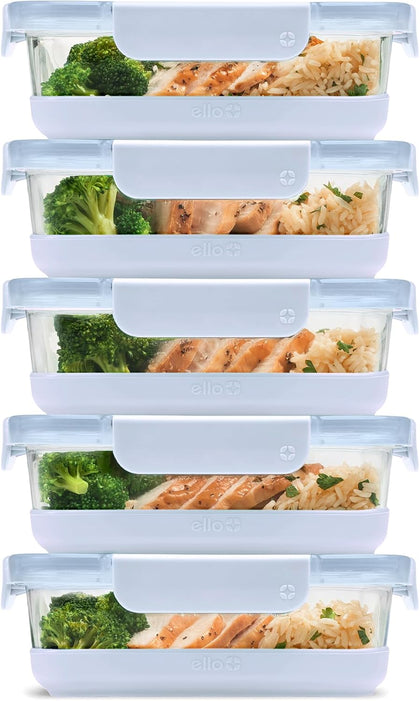 Duraglass 3.4 Cup Meal Prep Sets 10Pc, 5 Pack Set- Glass Food Storage Container with Silicone Boot and Airtight