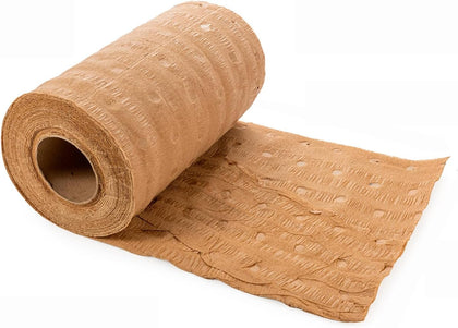 12" x 25' EcoMax Kraft Paper Cellulose Wadding (1 Roll) - Cushioning Wrapping and Box Void Filling - Soft and Gentle