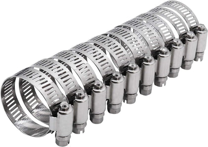 2" Hose Clamp Full Stainless Steel 40mm - 64mm, 10 Pack | 2 hose clamp worm gear SAE 32 Size, Full Stainless Steel