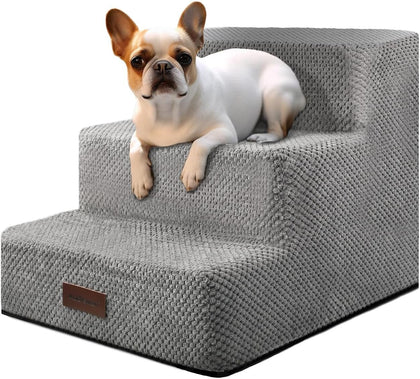 Dog Stairs for Small Dogs & Cats,3-Step Pet Steps for Couch & Bed