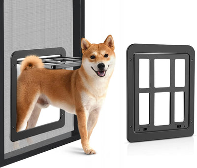 Dog Screen Door 11x13, Magnetic Lockable Flap for Large Dog, Black