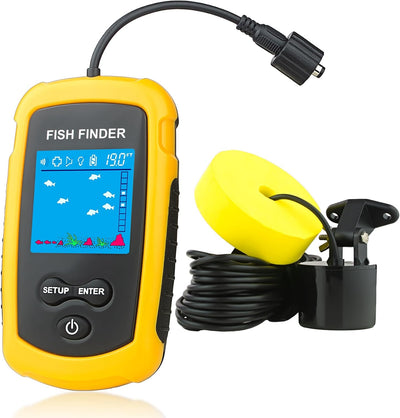 Portable Wired Fish Finder Ice Kayak Fishing Gear Water Depth Finder Handheld Fishfinder LCD Display Sonar Transducer