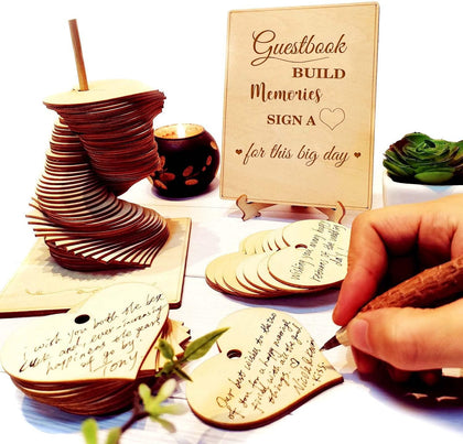 Wedding Guest Book Alternative Sign 72 Wood Hearts Guest Book Wedding Reception, Wedding Decorations Baby Shower 1st
