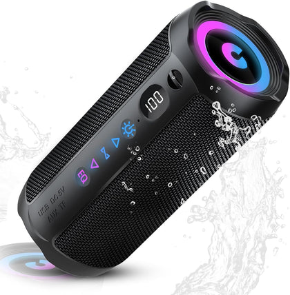 Portable Bluetooth Speaker, Bluetooth 5.4 Speaker, Dual Speaker with LED Display, Deep Bass,25H Playtime, Colorful