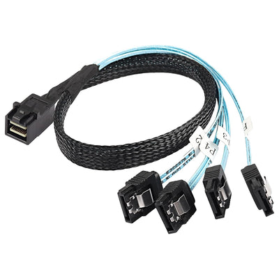 XMSJSIY HD Mini SAS SFF-8643 to SATA Cable, SFF-8643 Host to 4X SATA