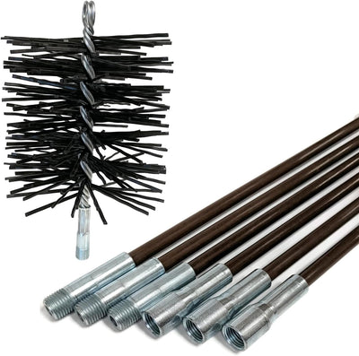 6-Inch Round Poly Chimney Brush and 18-Foot Fiberglass Chimney Rod Bundle Kit