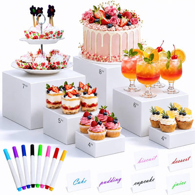 6Pcs Buffet Risers, Acrylic Food Risers, Buffet Table Risers and Stand Shelf Desktop Display for Party Catering