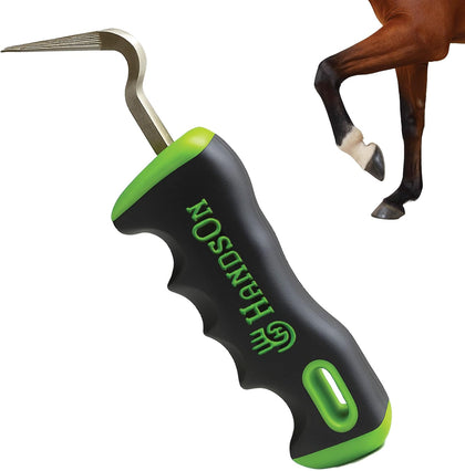 Handson Hoof Pick - Horse Grooming Supplies for Daily Cleaning & Maintenance - Metal Pick w/Hoof Filer for Horses