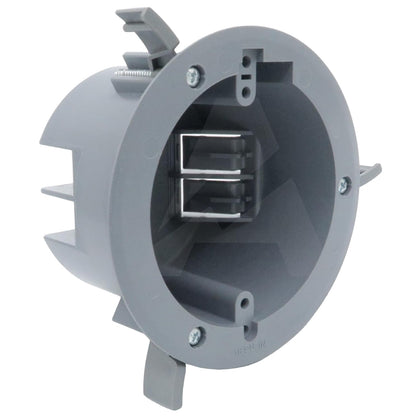 (Pack of 1) 4'' Old Work Round Electrical Box, One-Gang Grey PVC Junction Box, 18 Inch Capacity, Round Ceiling
