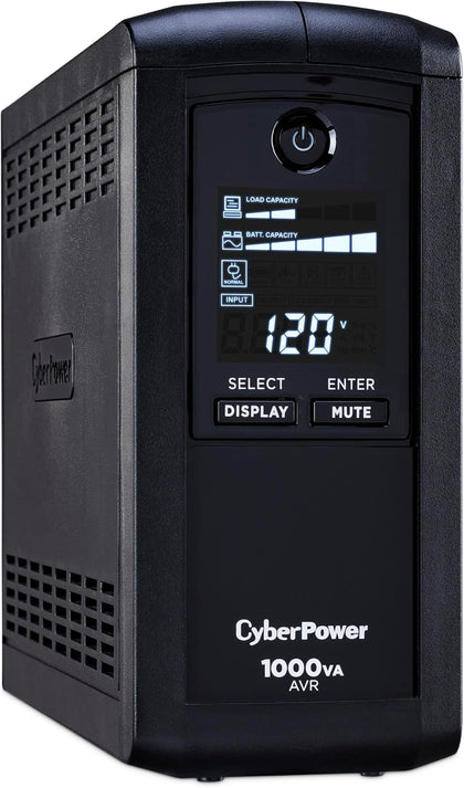 CP1000AVRLCD Intelligent LCD UPS Battery Backup | Surge Protector, 1000VA/600W, 9 Outlets, AVR, Mini-Tower