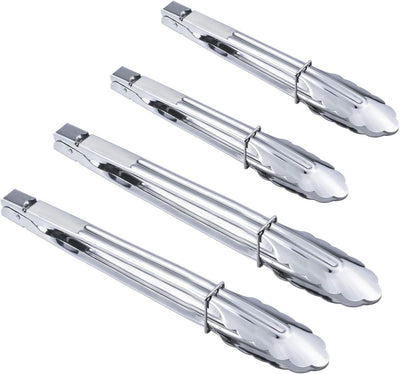 4PCS Stainless Steel Food Tongs Set Kitchen Metal Tongs (9/12 Inch)