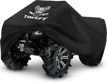 ATV Cover Waterproof 4 Wheeler Cover, Fits up to 57", Black | Outdoor Heavy Duty Oxford Quad Cover with Windproof Buckle