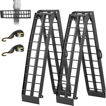 Aluminum Loading Ramps for Pickup Trucks, 1500 LBS, 7.5FT Folding Trailer Ramps with Handle & Buckle, for Lawn
