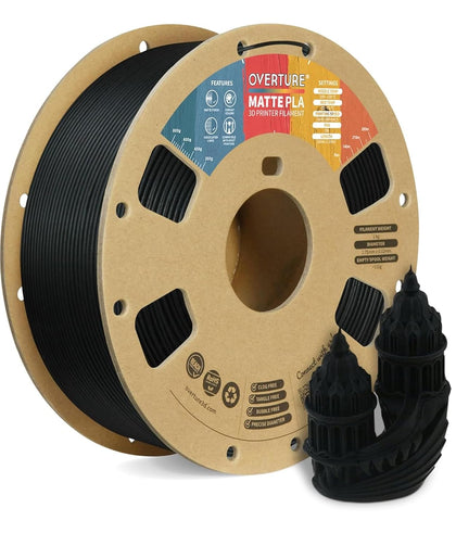 PLA Matte Carbon Fiber Filament 1.75mm, 1kg Carbon Fiber Black | Dimensional Accuracy +/- 0.02 mm, 1kg Spool (2.2lbs)