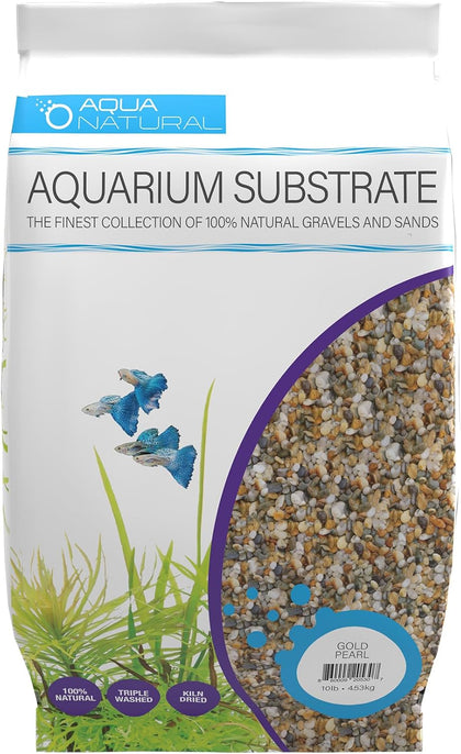 Aquarium Substrate, Gold Pearl Gravel, 10lb