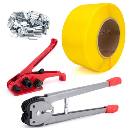 Banding Strapping Kit, Pallet Strapping Kit with Tensioner & Sealer Tool, 3200FT PP Plastic Banding, 200 Metal Seals