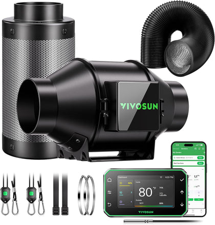 G4 Smart Filtration Kit, Inline Fan, Controller, Carbon Filter,Duct | AeroZesh Inline Fan, E42A+ Enviroment