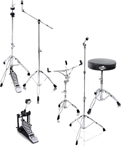 6 Piece Drum Hardware Pack (Percussion TiltPro X Edition) – Full Stand Kit with Snare, Hi-Hat, Cymbal Boom, Kick