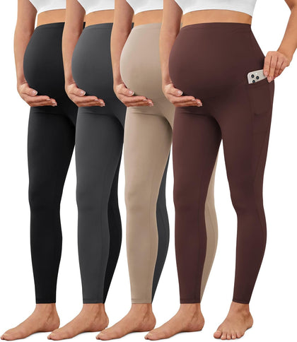 Creamlush 2/4 Pack Maternity Leggings with Pockets Over the Belly
