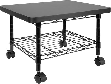 Under Desk Printer Stand with Wheels | Mobile Printer and Fax Cart with Storage Shelf for Office and Home Use, 2