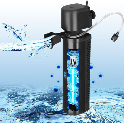 Aquarium Filter for 40-150 Gallon Tank, U-V Fish Tank Green Clean Machine Submersible Powerful Pump Canister Filter