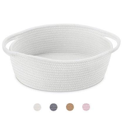 Small Woven Baskets, 12"x8"x5" Rope Baby Toy Storage Basket with Handle, Durable Gift Basket Empty for Graduation