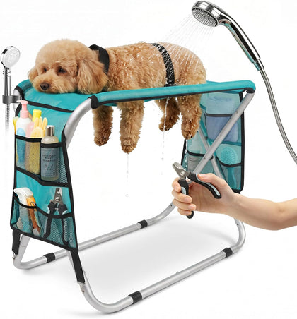 Dog Grooming Hammock with Stand, Dog Grooming Table for Senior Dogs Bath