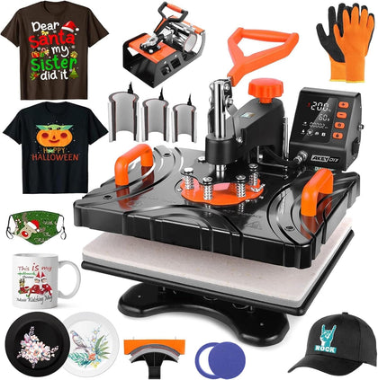 Upgraded Heat Press Machine 8 in 1 Combo,Digital Multifunction Shirt Press Machine for T Shirts12 X15 Sublimation