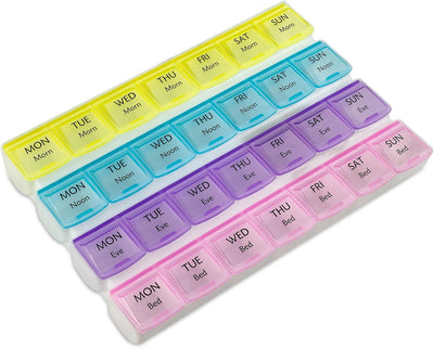 Weekly Pill Organizer with 28 Compartments, by MEDca
