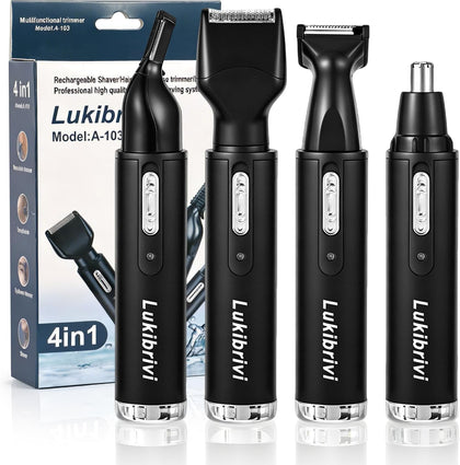 Rechargeable Ear and Nose Hair Trimmer, 4-in-1 Professional Painless Eyebrow & Facial Hair Trimmer for Men Women