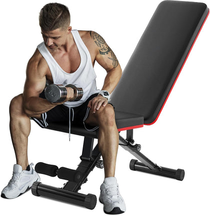 Adjustable Weight Bench for Full Body Strength Training, Foldable Workout Bench with Incline Flat Positions, 795 lbs