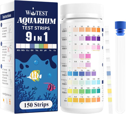 9 in 1 Aquarium Test Strips 150 Aquarium Test Kit Fish Tank Test Kit | Quick & Accurate Aquarium Water Testing Strips