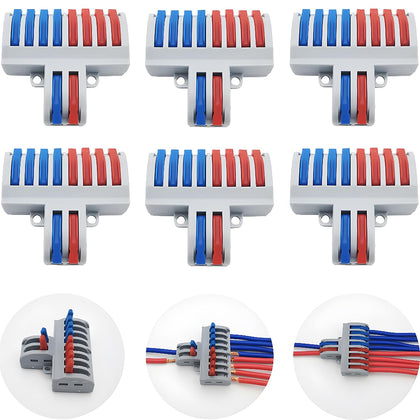 Compact Wire Connectors, Quick Connection Terminal, Lever Nut Assortment Conductor, Electrical Connectors Blocks (6