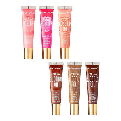 Broadway Vita-Lip Tinted & Clear Lip Gloss Set (6 Pack) Ultra-Hydrating & Soothing Formula with Vitamins, High-Shine