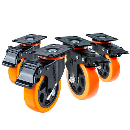 4" Swivel Caster Wheels Set of 4 with Dual Locking Brake, Heavy Duty Plate Casters, 1763 lbs Static Load, Includes 2