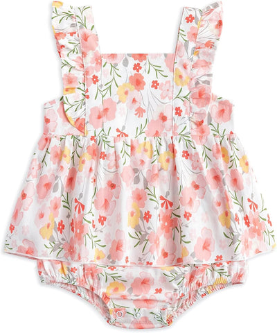 Baby Girl Romper Dress, Square Neck Vintage Floral, 0-24M