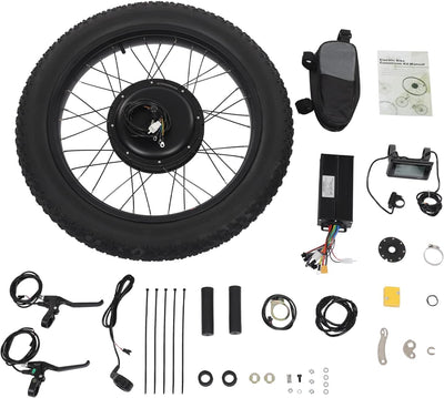 24" Front Wheel Ebike Conversion Kit, 48V 1500W Electric Bike Hub Motor Kit w/Controller/Controller Bag/LCD