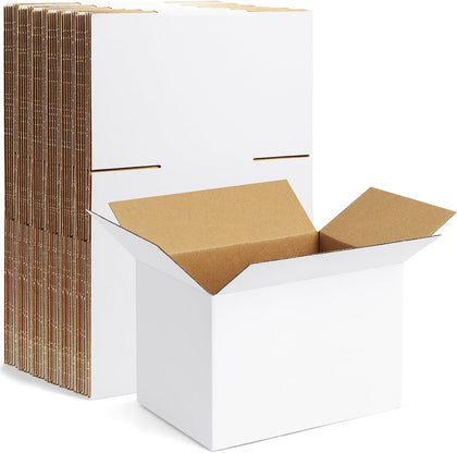 10 Pack 6x4x4 Inch Small Shipping Boxes White Corrugated Cardboard Boxes Mailer for Small Business, Mailing Boxes for