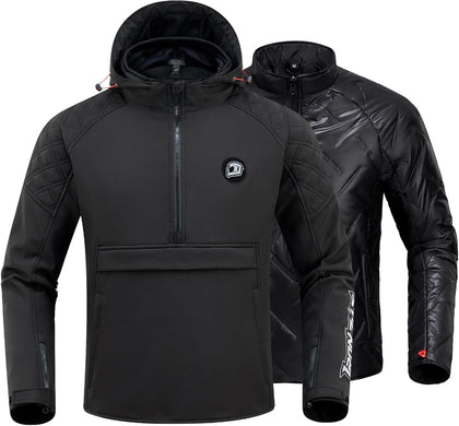 Motorcycle Jacket for Men, CE Certified 3-in-1 Riding Hoodie | CE Level 2 Armor, EVA Back Protector, Removable Liner