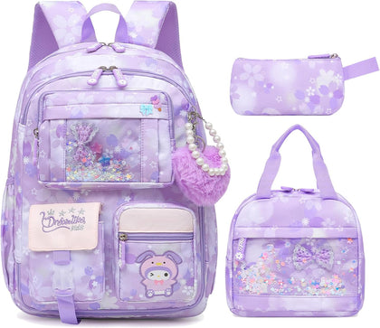 Lovely Girls Backpack School Bag for Students Kids Book Bag with Multiple Pockets Splash-proof Children's