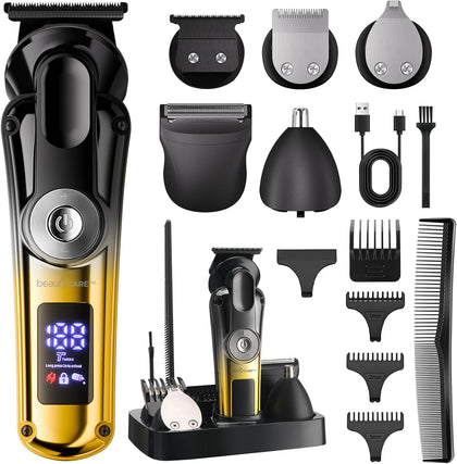5-in-1 Grooming Kit for Men, Cordless Beard & Hair Trimmer | USB-C Rechargeable, IPX6 Waterproof, 90-Min Runtime with