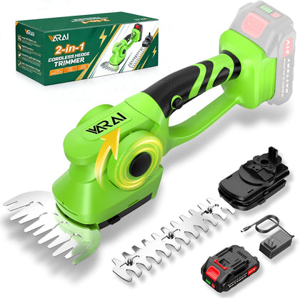 Cordless Hedge Trimmer, Professional Bush Trimmer with Sharp Dual Blades, Lightweight Battery Powered Garden Tool for