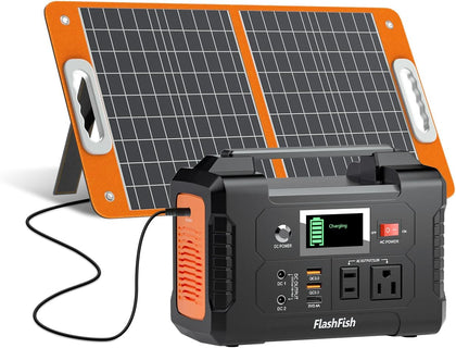 Solar Generator With Solar Panel Included, FF Flashfish 151Wh Portable Power Station+60W Solar Panel(DC/USB-A/USB-C