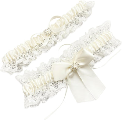 Lace Wedding Garter Set for Bride, Elastic Stretch Ribbons, Bridal Prom Leg Garters