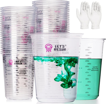 32 oz Resin Mixing Cups, 45-Piece Kit with Gloves