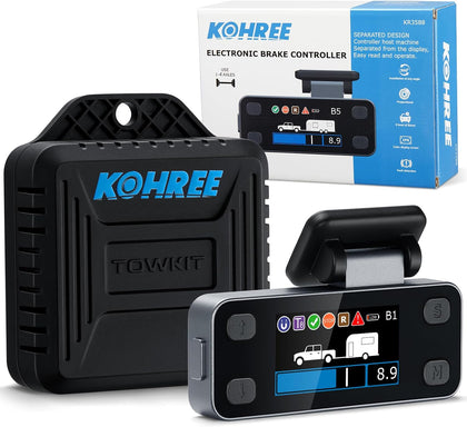 Upgraded Trailer Brake Controller Kit, Split Design, LCD Screen, Smart Chip, Proportional Braking, Electric Brake
