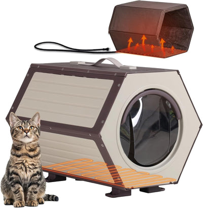 Heated Outdoor Cat House with Liner Weatherproof