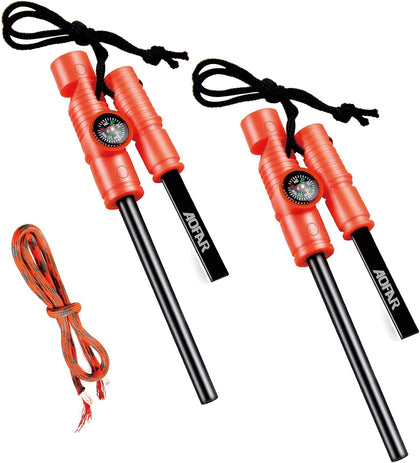 Fire Starter AF-381/AF-381plus Fire Steel with Paracord and Whistle for Camping, Hiking, Hunting, Backpacking